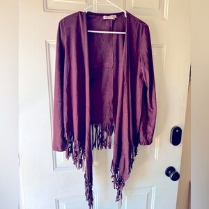 S faux suede cardigan